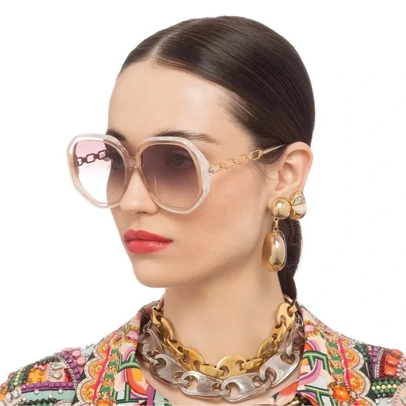 CAMILLA “The Matriach” pink ivory marble acetate metal oversized sunglasses - Picture 2 of 7